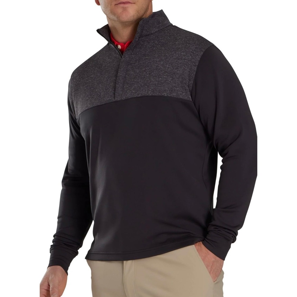FootJoy Mens Heather Yoke Half Zip Mid Layer Golf Pullover Grey Size Medium